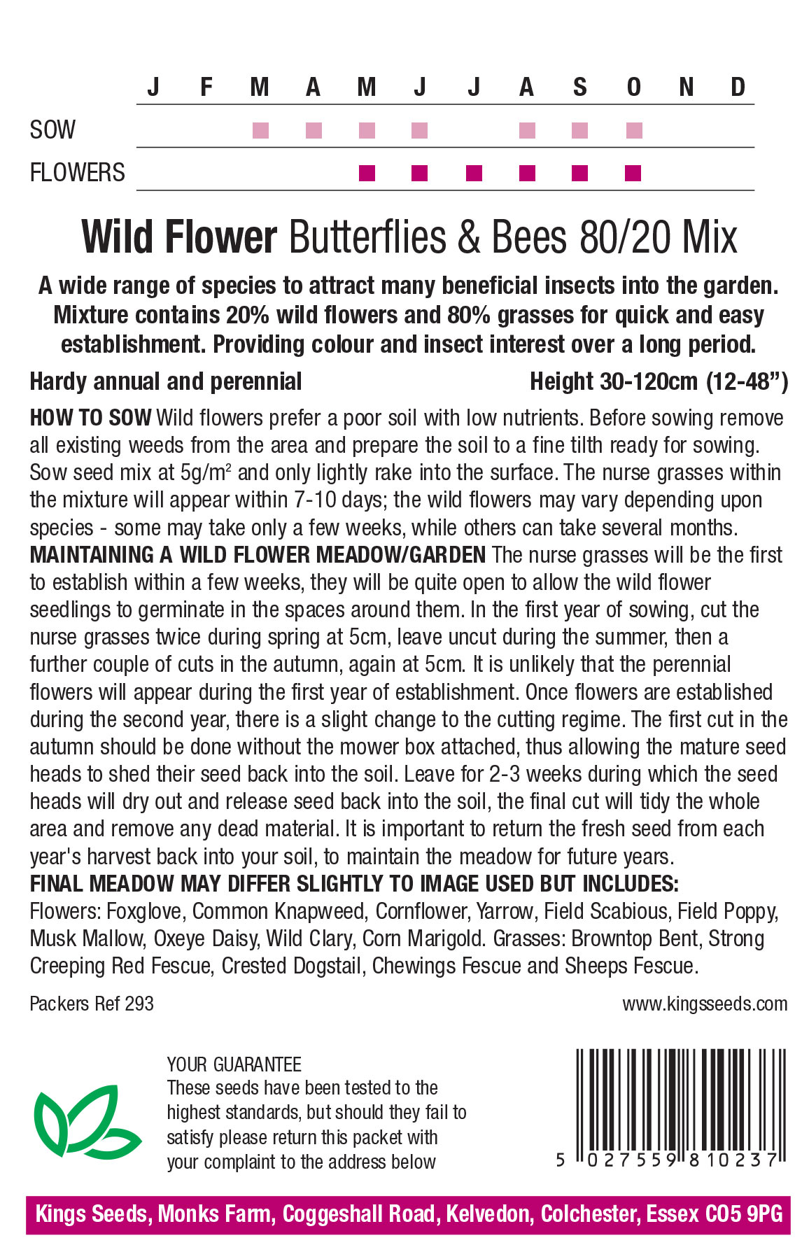Wildflower Mix Butterflies & Bees 80/20 - 25g Pack - HA & HP - Image 2